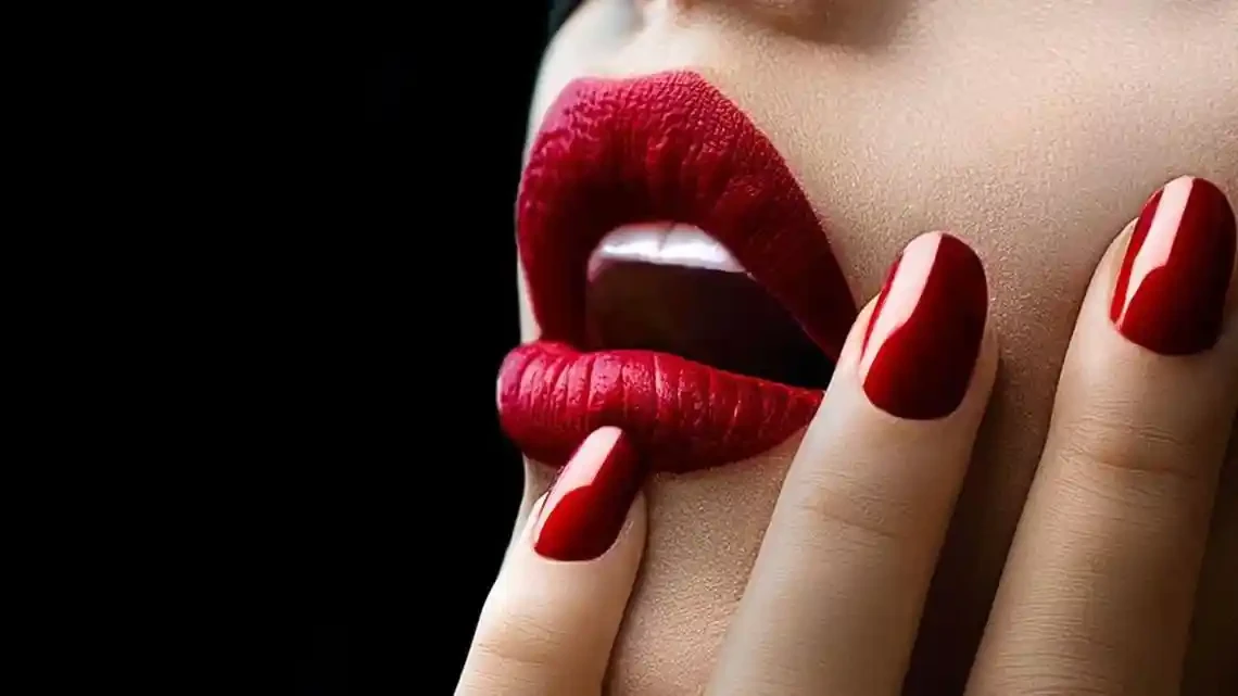 Woman lips and hand